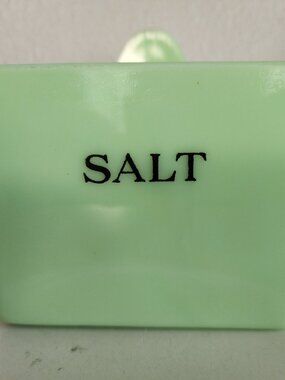 Jeannette Jadeite Jadite SALT BOX Uranium Green Glass Jade ite No Lid Very HTF